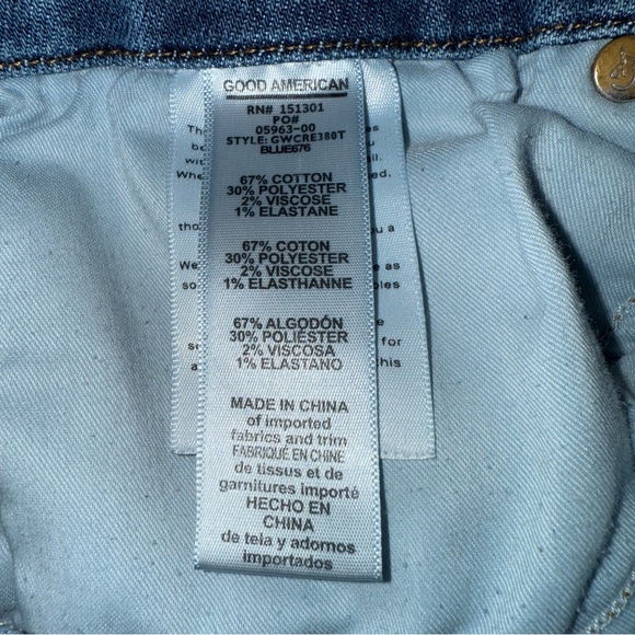 Good American Good Waist Crop Raw Hem Jeans Blue, Size 14/32, Dark Wash - Picture 9 of 11